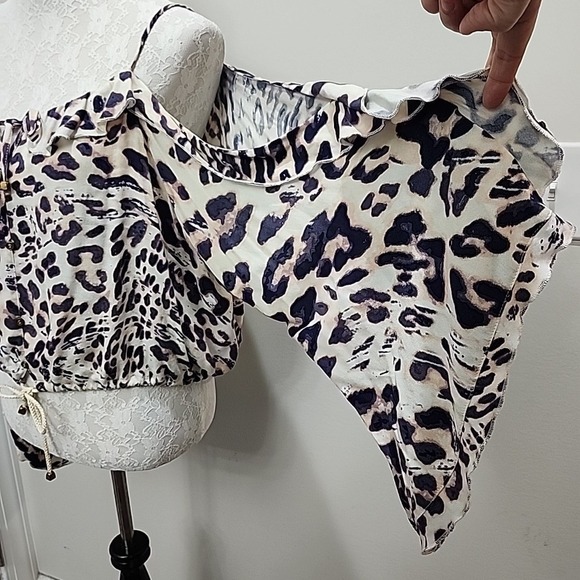 Vintage Havana Women's Cold‎ Shoulder Leopard Print Top Size Small New Boho Chic - Picture 6 of 12